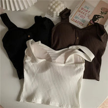 Load image into Gallery viewer, New Fashionable Women&#39;s Short Top Paired With Bra Pads Summer Tight