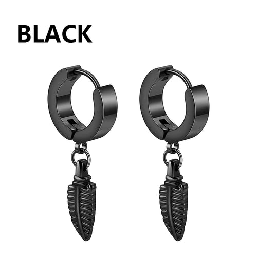 1 Pairs Punk Stainless Steel Stud Earrings Black Earrings Set For Men