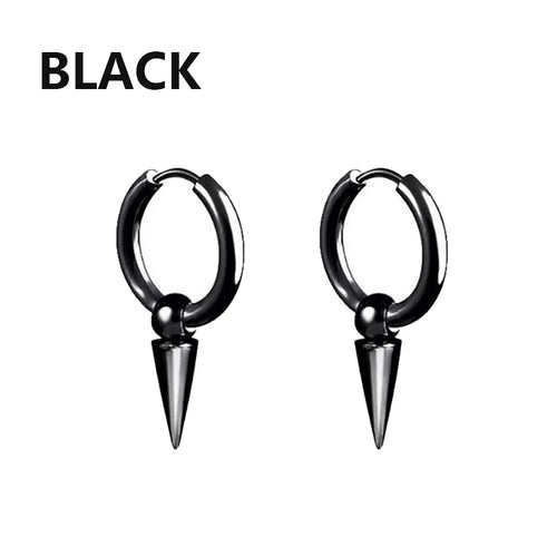 1 Pairs Punk Stainless Steel Stud Earrings Black Earrings Set For Men