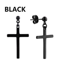 Load image into Gallery viewer, 2pc Stainless Steel Men Cross Stars Punk Dangle Earrings Gothic Woman