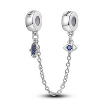 Load image into Gallery viewer, Safety Chain Silver Plated Beads Classic Safety Chain Stopper Clip