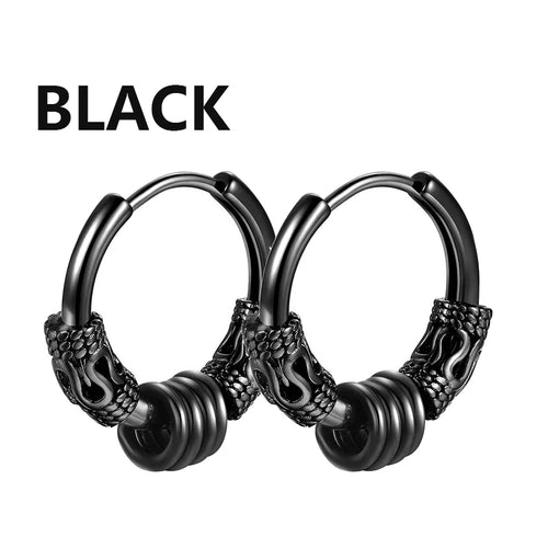 1 Pairs Punk Stainless Steel Stud Earrings Black Earrings Set For Men