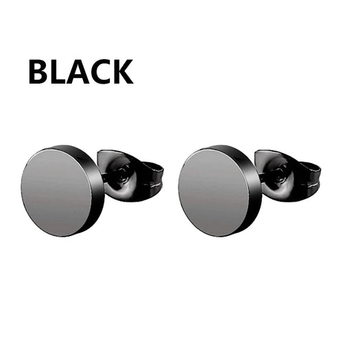 1 Pairs Punk Stainless Steel Stud Earrings Black Earrings Set For Men