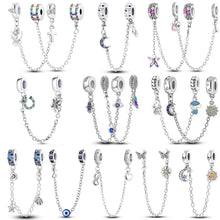 Load image into Gallery viewer, Safety Chain Silver Plated Beads Classic Safety Chain Stopper Clip