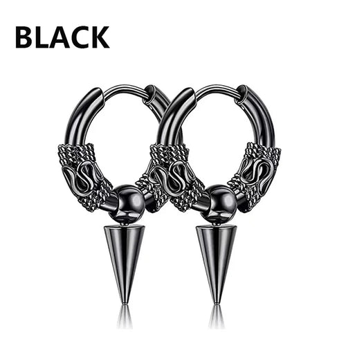 1 Pairs Punk Stainless Steel Stud Earrings Black Earrings Set For Men