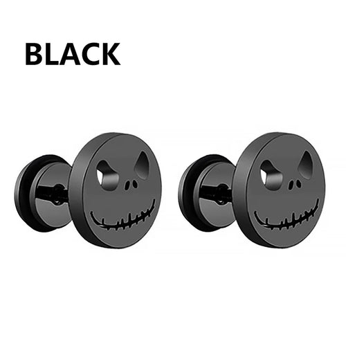 1 Pairs Punk Stainless Steel Stud Earrings Black Earrings Set For Men