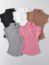 Load image into Gallery viewer, Women Summer Sexy Turtleneck Sleeveless T-Shirts Tops Solid Slim Fit