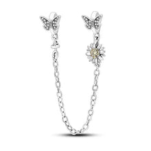 Load image into Gallery viewer, New 925 Sterling Silver Plated Buttefly Daisy Safety Chain Bead