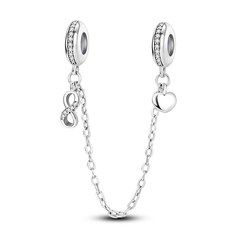 Safety Chain Silver Plated Beads Classic Safety Chain Stopper Clip