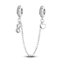 Load image into Gallery viewer, Safety Chain Silver Plated Beads Classic Safety Chain Stopper Clip