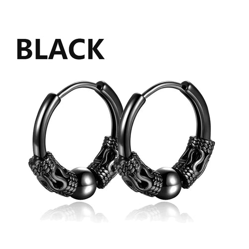 1 Pairs Punk Stainless Steel Stud Earrings Black Earrings Set For Men