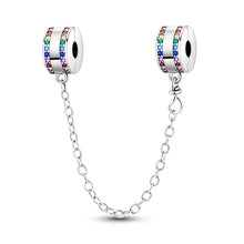 Load image into Gallery viewer, Safety Chain Silver Plated Beads Classic Safety Chain Stopper Clip