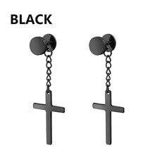 Load image into Gallery viewer, 2pc Stainless Steel Men Cross Stars Punk Dangle Earrings Gothic Woman