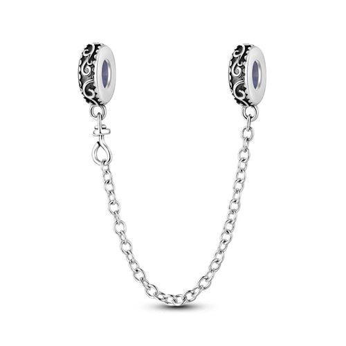 Safety Chain Silver Plated Beads Classic Safety Chain Stopper Clip