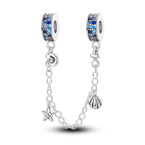 Safety Chain Silver Plated Beads Classic Safety Chain Stopper Clip