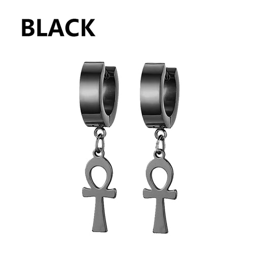 1 Pairs Punk Stainless Steel Stud Earrings Black Earrings Set For Men