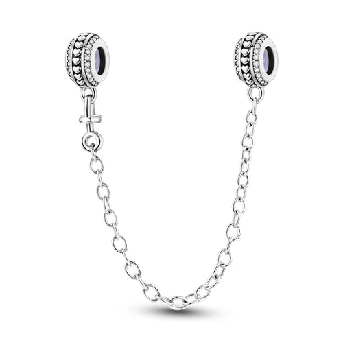 Safety Chain Silver Plated Beads Classic Safety Chain Stopper Clip