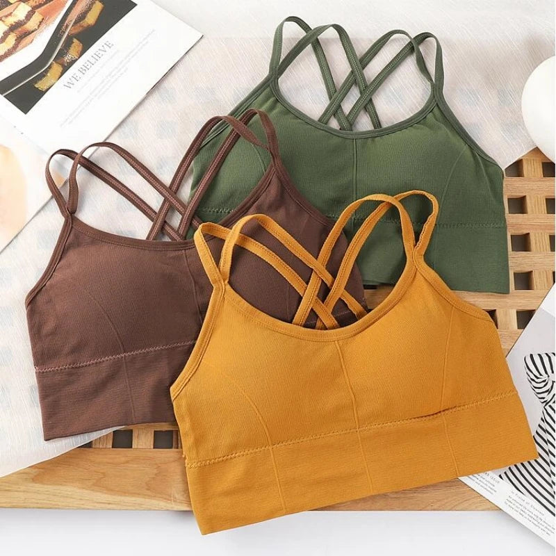 Sexy Women Tops Back Cross Strap Tank Top Running Sports Bra