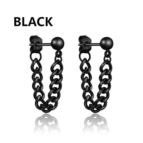 1 Pairs Punk Stainless Steel Stud Earrings Black Earrings Set For Men