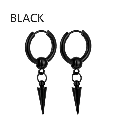 1 Pairs Punk Stainless Steel Stud Earrings Black Earrings Set For Men