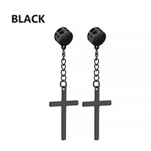 Load image into Gallery viewer, 2pc Stainless Steel Men Cross Stars Punk Dangle Earrings Gothic Woman