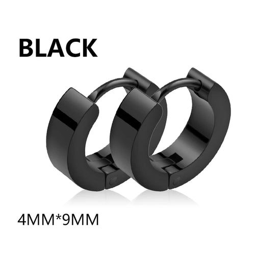 1 Pairs Punk Stainless Steel Stud Earrings Black Earrings Set For Men