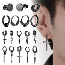 Load image into Gallery viewer, 1 Pairs Punk Stainless Steel Stud Earrings Black Earrings Set For Men